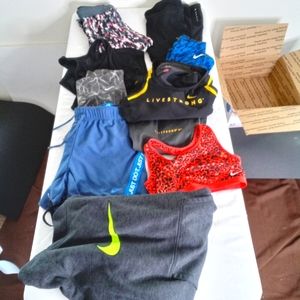 Nike Women's Lot of 10 Running Dri-Fit Pro Tops Bottoms Hoodie Sports Bra Size S